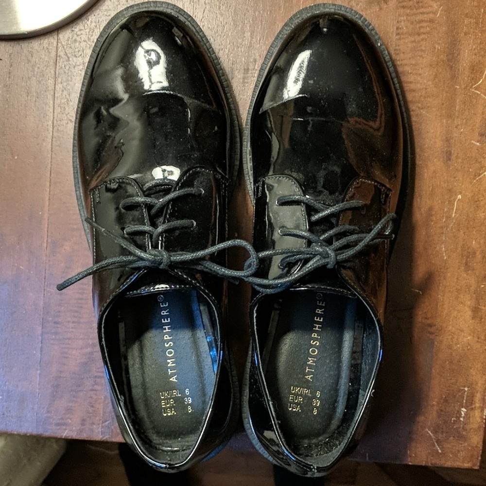 Platform patent leather shoes